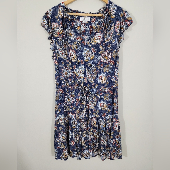 Sold Velvet by Graham and Spencer Paloma tie Waist boho floral mini dress - Picture 2 of 13